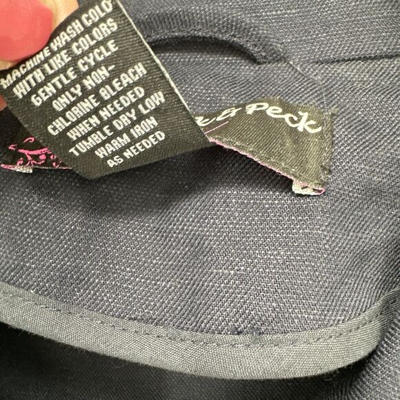 Peck & Peck Jacket Womens XL Crop Navy Blue Full Zip Linen Tencel Lightweight - Picture 5 of 8